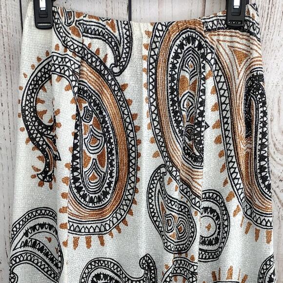 Vintage 60s MOD Daisy's Originals of Miami Metallic Paisley A-Line Maxi Skirt - Picture 3 of 12